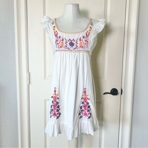 Sam & Max Embroidered Summer White Dress medium